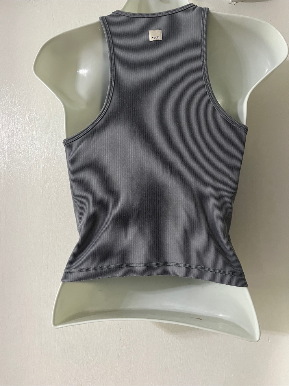 Vuori Ribbed Racerback Tank Top in Gray
